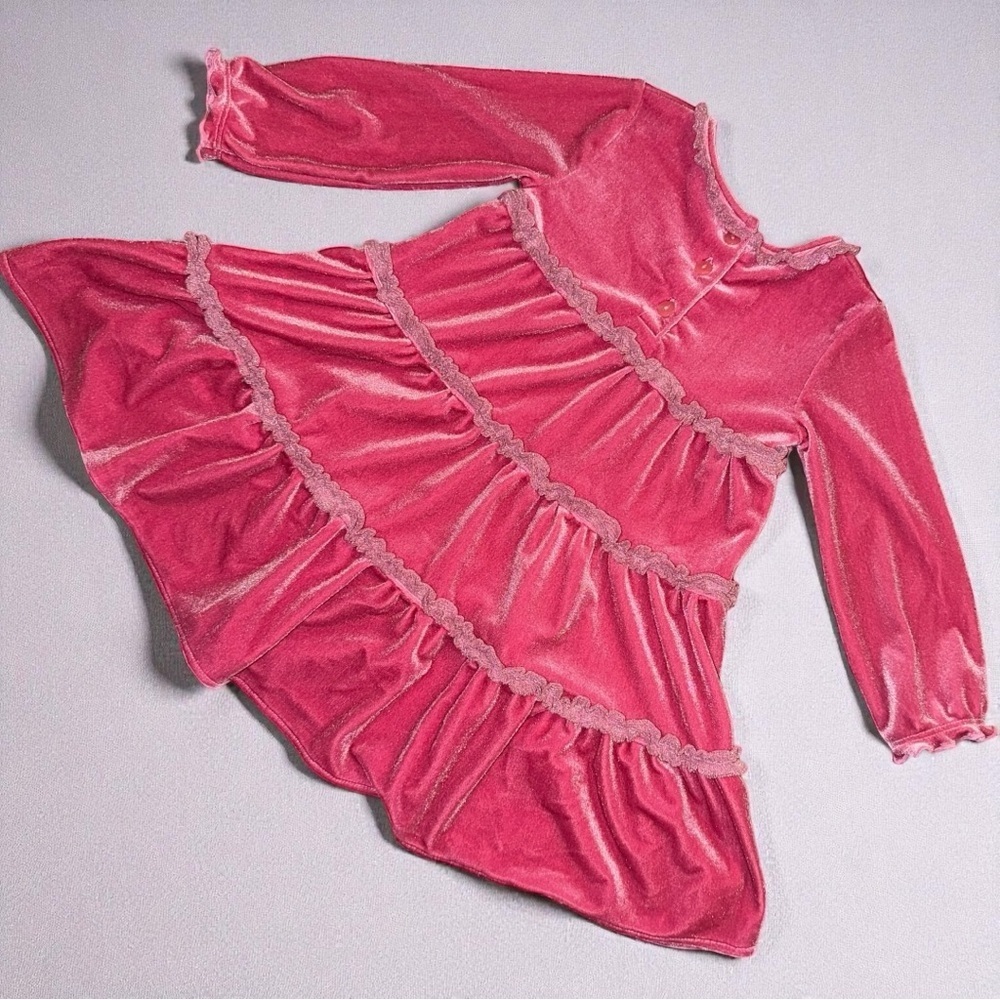 Disney Baby Minnie Mouse Pink Velour Long Sleeve Dress – Infant 24M - Picture 3 of 7